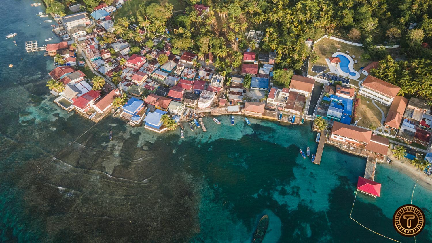 Isla Grande aerial view of houses , Panama - Tralei