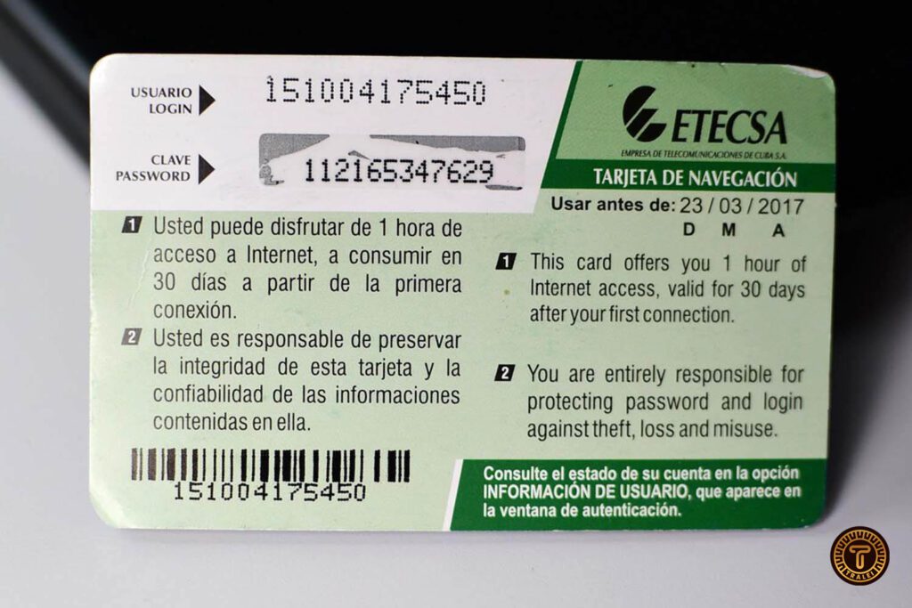 Wifi Connection card to have internet in Cuba